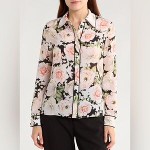 NWT Alice and Olivia Willa Silk Floral Blouse
